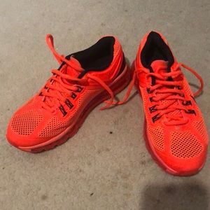 Nike neon orange air max shoes